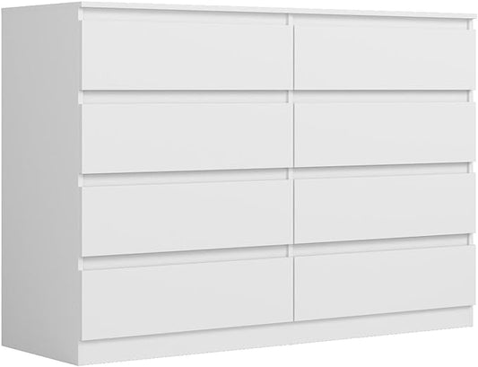 White Dresser for Bedroom,Modern Large 8 Drawer Dresser with Deep Drawer,Wide Storage Chest of Drawer for Closet, Bedroom Storage Furniture,TV Stand for Living Room
