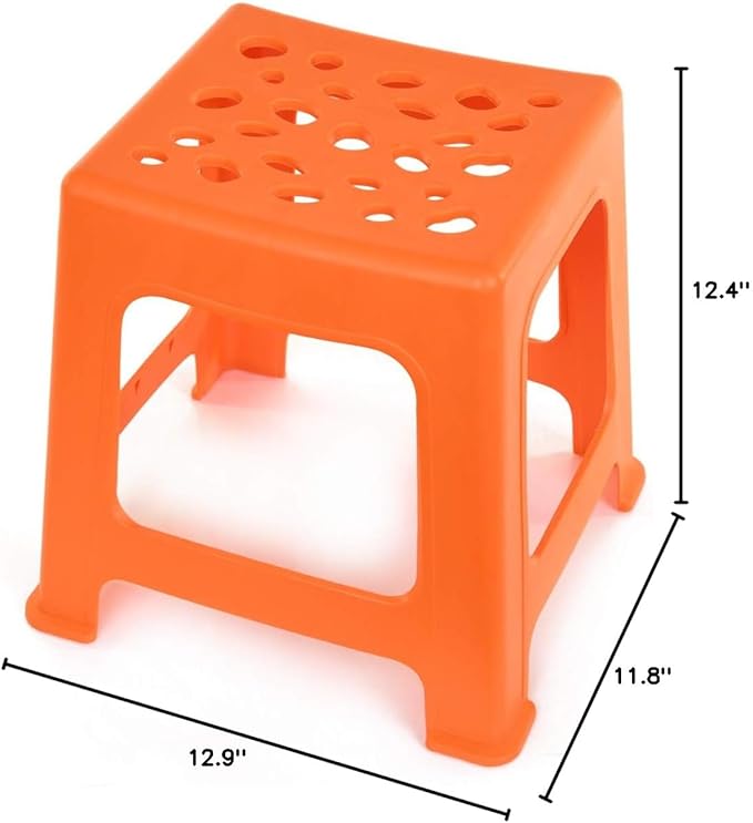 Mintra Home Light Duty Plastic Stools 2pk (12.5in Height, Orange)