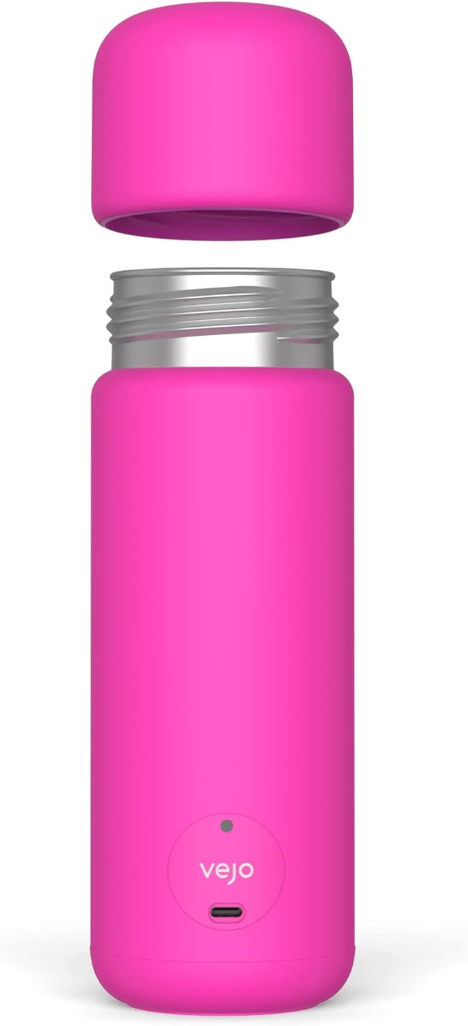 Vejo Personal Blender Powder-Powered Blending System | No Shaking | No Clumps | No Prep | Easy One-Button Design | USB Rechargeable Blender | Neon Pink