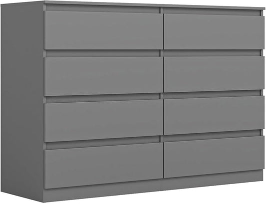 Grey Dresser for Bedroom,Modern Large 8 Drawer Dresser with Deep Drawer,Wide Storage Chest of Drawer,Wood Bedroom Storage Organizer Furniture,TV Stand for Living Room