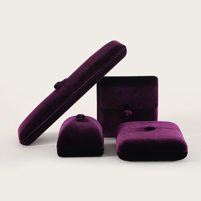 Velvet Ring Box，Engagement Jewelry Gift Boxes Holder for Women,Ceremony Rings Display for Proposal,Wedding Day Case (Purple)