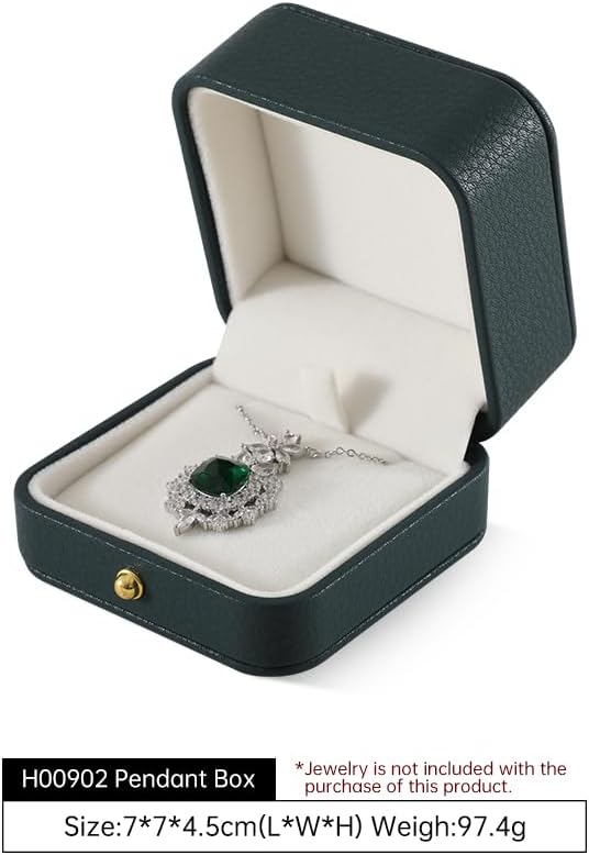 Necklace Gift Box, Leather Small Jewelry Box,Premium Jewelry Box For Necklaces,Luxury Necklace Case (Dark Green)