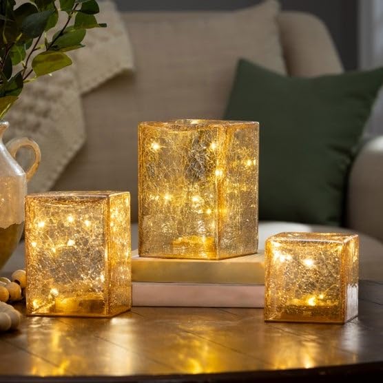 Eveergren LED Glass Cubes and Spheres Towers, Set of 3