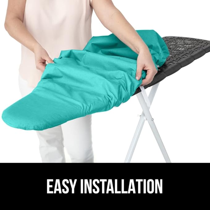 The Original GORILLA GRIP Ironing Board Cover and Pad, Silicone Coating, Thick Scorch Resistant Padding, Heavy Duty Iron Covers Standard Boards, Hook and Loop Fastener Strap, Turquoise, 15x54