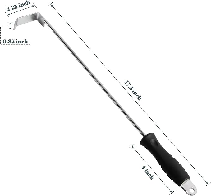 BBQ Ash Tool for Big Green Egg Stainless Steel Ash Tool Poker for Kamado Joe Charcoal Smoker Wood Burning Stove Ash Rake,Ash Tool for Other Charcoal Grills Corner Cleaner Accessories 17.5"