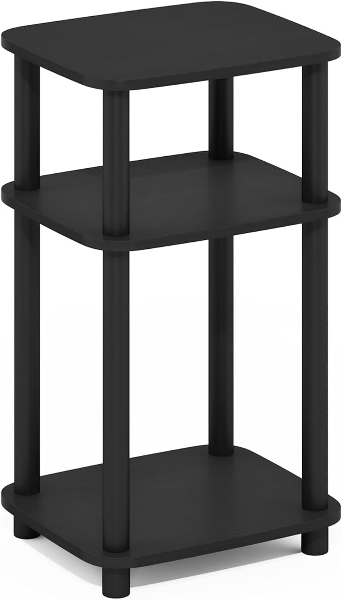 Furinno Just 3-Tier Turn-N-Tube Curve End Table, Side Table, 1-Pack, Americano/Black