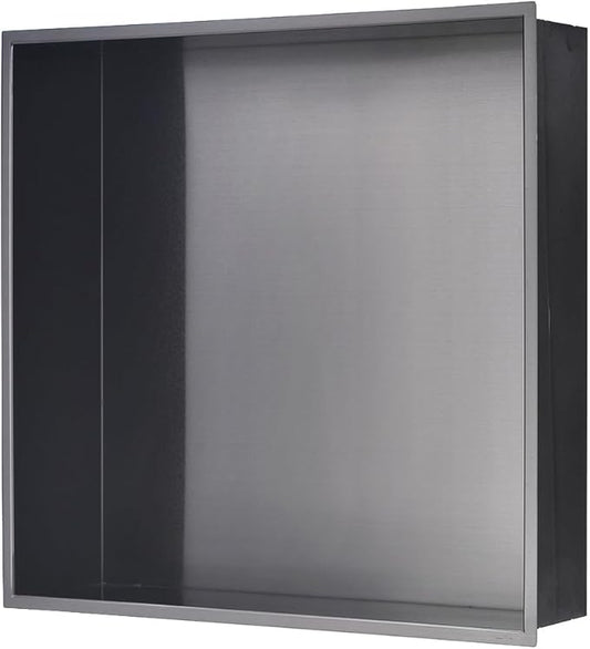 16 x16 Gunmetal Black Bathroom Shower Niche, Luckyhorse 16"x16"x4" Wall-Inserted Rectangular Recessed Bathroom Niche Recessed Shower Niche Shelf for Bathroom Storage