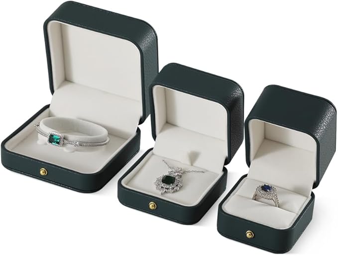 Necklace Gift Box, Leather Small Jewelry Box,Premium Jewelry Box For Necklaces,Luxury Necklace Case (Dark Green)
