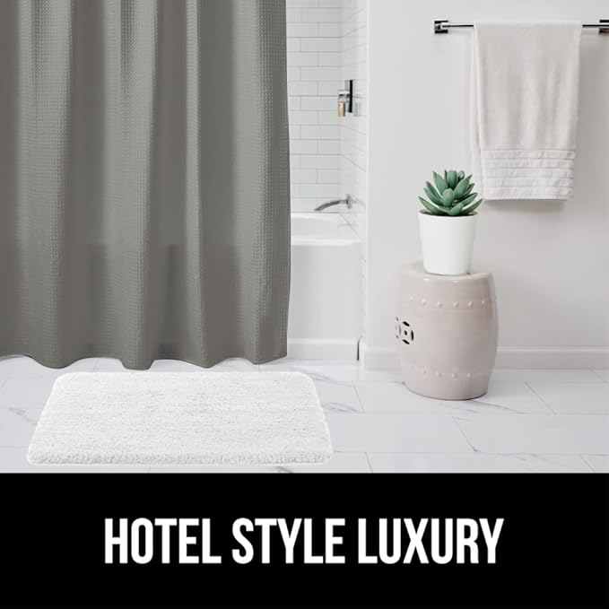 GORILLA GRIP Waffle Shower Curtain, Thick Weighted Fabric, Wrinkle and Rust Resistant, Classic Hotel Quality Design, Heavy Duty Long Curtains for Bathroom Showers, Bath Tubs, Machine Wash, 72x72, Gray