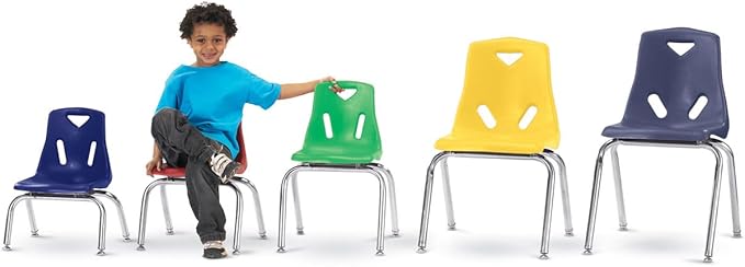 Jonti-Craft Berries 8146JC1007 Stacking Chair with Chrome-Plated Legs, 16" Height, Yellow