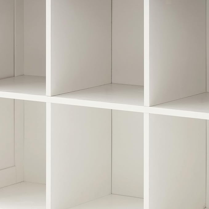 8 Cube Storage Organizer, 2 Tier Bookshelf for Living Room, Farmhouse Bookcase with Led, Kids Toy Storage Cabinet, Wall Cubby Shelves for Home Decor, Wood Display Cabinet for Bedroom, White
