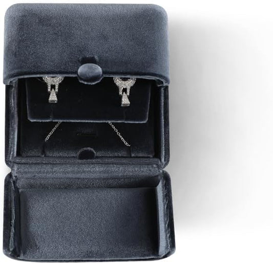 Necklace Jewelry Box，Velvet Earring Gift boxes Display，Valentine Necklaces Holder for Women，Men Earrings Storage Cases (Grey)