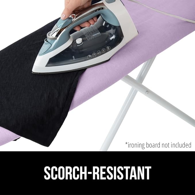 The Original GORILLA GRIP Ironing Board Cover and Pad, Silicone Coating, Thick Scorch Resistant Padding, Heavy Duty Iron Covers Standard Boards, Hook and Loop Fastener Strap, Light Purple, 15x54