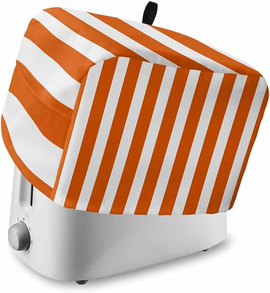 Toaster Cover 4 Slice Orange Stripes Toaster Oven Cover with Pockets Vertical Striped Dustproof Bakeware Protector Small Kitchen Appliance Dust Covers and Fingerprint Protection for Women