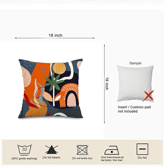 Jartinle Colorful Abstract Art Mid Century Modern Throw Pillow Covers 16x16 Fall Boho Floral Geometric Minimalist Pillow Covers for Couch Outdoor Décor Set of 4