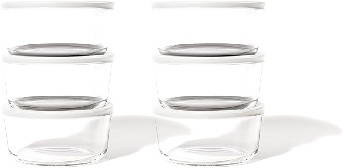 12-Piece Glass Food Storage Containers Set (6 Containers + 6 BPA-Free Lids) | 4-Cup, Leakproof | Microwave, Freezer, Oven & Dishwasher Safe | Ideal for Meal Prep & Pantry Organization