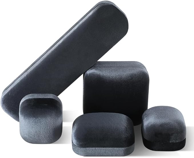 Resilient Velvet Ring Earrings Bracelet Necklace Display Box, Travel Mini Jewelry Organizer Case (Gray, Long Chain Box)
