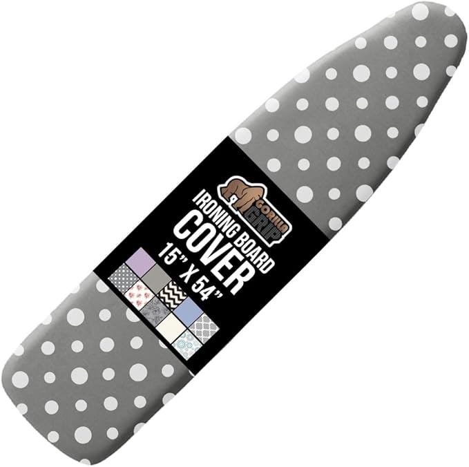 The Original GORILLA GRIP Ironing Board Cover and Pad, Silicone Coating, Thick Scorch Resistant Padding, Heavy Duty Iron Covers Standard Boards, Hook and Loop Fastener Strap, Dots, 15x54