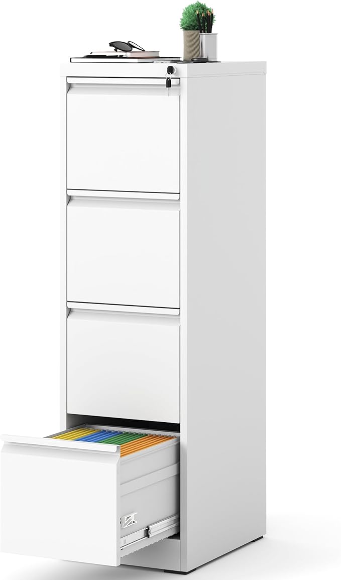 AQY 4 Drawer File Cabinet with Lock, Metal Filing Cabinet for Home Office,Vertical Storage Drawer for Hanging A4/Letter/Legal Size Files, Assembly Require