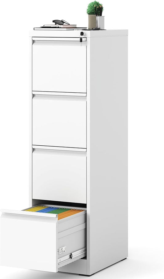 AQY 4 Drawer File Cabinet with Lock, Metal Filing Cabinet for Home Office,Vertical Storage Drawer for Hanging A4/Letter/Legal Size Files, Assembly Require