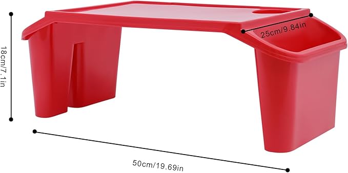 Set of 6 Kids Lap Desk Tray, Portable Activity Table, Plastic, Stackable for Drawing, Writing, Eating, Classroom, 19.69" L x 9.84" W x 7.09" H, Red