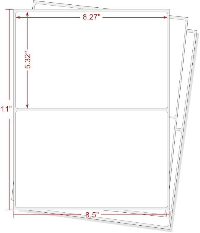 RBHK Half Sheet Self Adhesive Shipping Labels for Laser & Inkjet Printers, 500 Labels, Rounded Corner (250 Sheets)