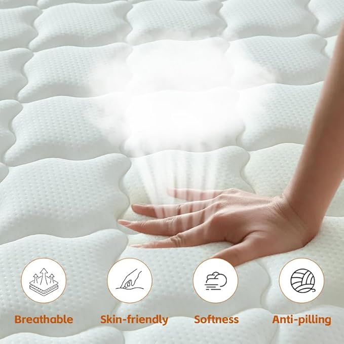 12 Inch King Hybrid Mattress in a Box - Individually Wrapped Coils & Gel Memory Foam for Back Support, Pressure Relief & Motion Isolation, CertiPUR-US Certified, Fiberglass-Free (76x80 Inches)