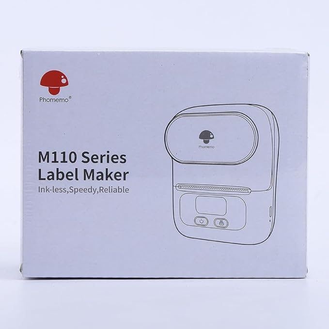 Phomemo Label Printer - M110 Address Label Maker Bluetooth Thermal Portable Label Maker Machine for Small Business, Barcode, Cable, Retail, Clothing, Barcode Printer Compatible with Phones & PC, White