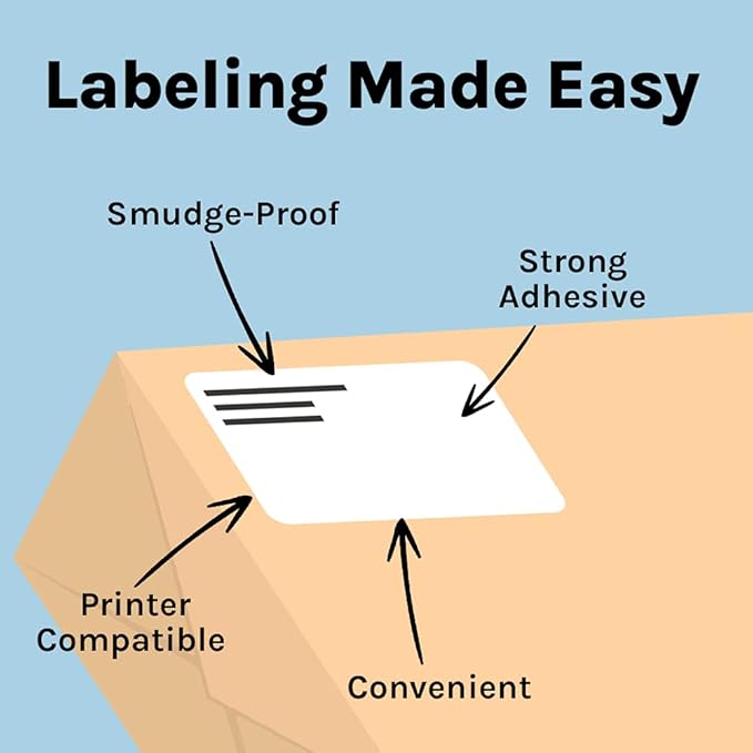 Premium Label Supply White Sticker Address Labels – 2" x 4" – Laser/Inkjet Compatible – (10 per Sheet), 100 Sheets – 1,000 Total Adhesive Labels