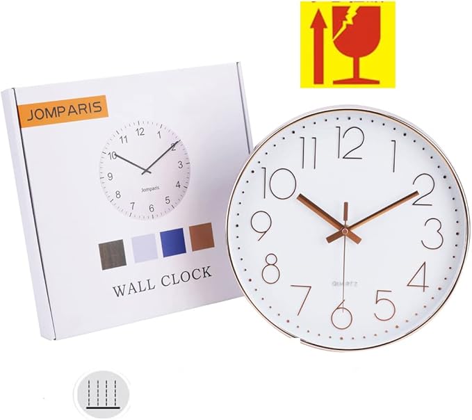 jomparis Wall Clock 12" Silent Non-Ticking Modern Style Wooden Wall Clocks Decorative for Office Home Bedroom School (Black)