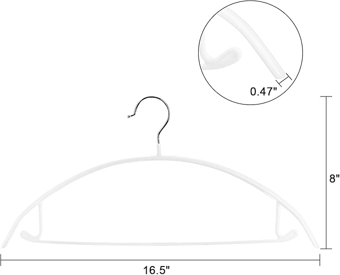 Tosnail 20 Pack Non-Slip Suit Hangers with Pants Bar and Strap Hook, Metal Coat Hangers, Anti-Slip Sweater Shirt Hangers, Dimple & Crease Free Closet Organizer - White