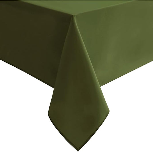 Hiasan Olive Green Rectangle Tablecloth - Waterproof Washable Polyester Christmas Fabric Table Cloth for Buffect Dining Birthday Party Wedding, 54 x 80 Inch