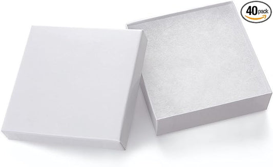 GEFTOL Jewelry Gift Boxes 40 Pack 3.5x3.5x1 Inch Cardboard Jewelry Boxes,Small Gift Boxes for Jewelry Earrings Necklaces Handmade Bangles Bracelets(White)