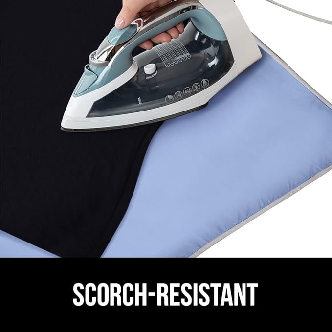 GORILLA GRIP Ironing Mat, Portable Iron Pad, Magnetic Cover and Padding for Top of Washer, Dryer, Tabletop, Countertop, Silicone Coating and Scorch Resistant, Travel Size 28 x 24 in, Blue