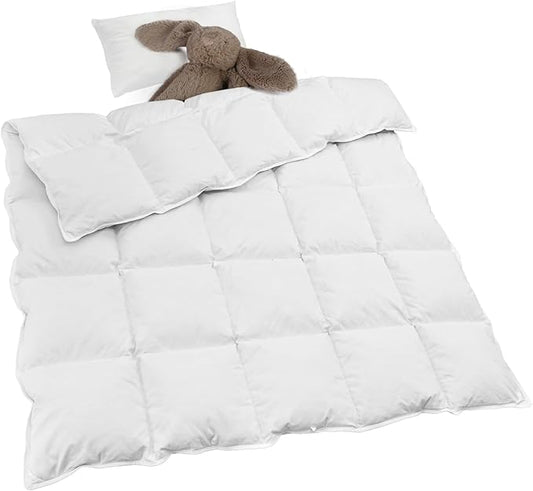 zzlamb Toddler Comforter Kids Crib Blanket, Warm Baby Down Quilt Crib Comforter Small Duvet Insert, Lightweight Soft Noiseless Cotton-Blended Shell Down Proof Machine Washable, White 45x60in