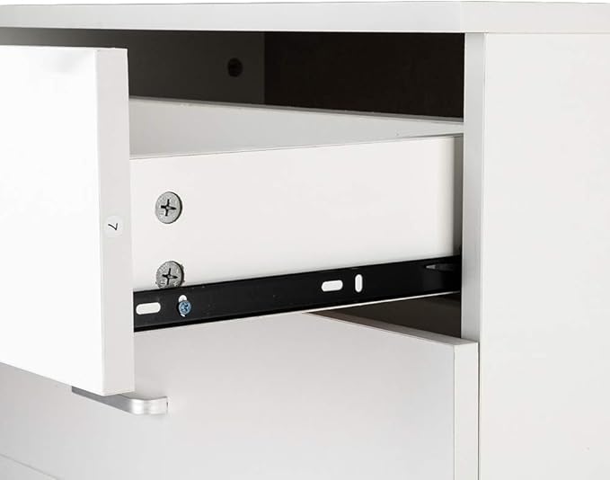 White Night Stand, Bedside Table/Nightstand with 3 Drawers, Compact Side Table for Bedroom, College Dorm & Living Room, Wooden End Table Bedroom