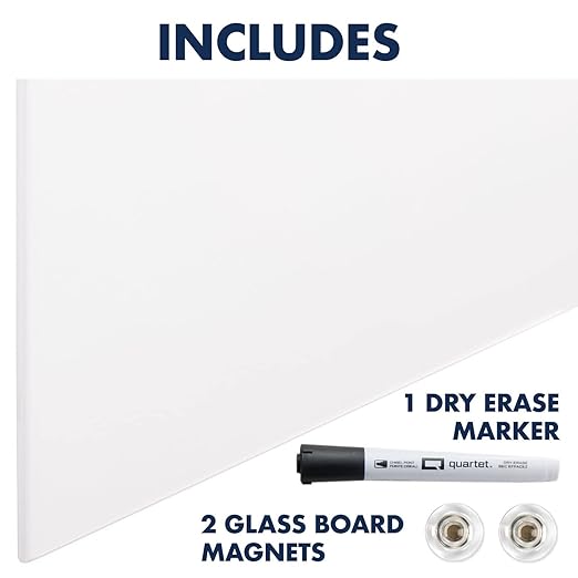 Quartet Glass Whiteboard, Magnetic Dry Erase Board, Wall Mounted Whiteboard for Office, School and Home, 48"W x 85"H, White (Q014885IMW)