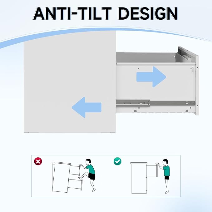 Lateral Filing Cabinet,3 Drawer File Cabinet with Lock,Office Lateral File Cabinets for Legal/Letter A4 Size,Require Assembly, White