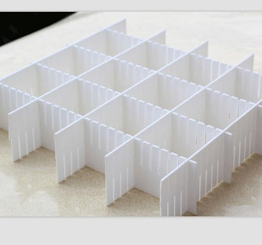 (Plastic Divider + Combination Accessories) Drawer Divider DIY Drawer Organizer No Cut Socks Medicine Cosmetics Small Items Underwear Tie Desktop Organizer (20 pcs 16x2.7 inches + 60 accessories)