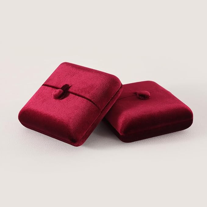 Necklace Jewelry Box，Velvet Earring Gift boxes Display，Valentine Necklaces Holder for Women，Men Earrings Storage Cases (Red)