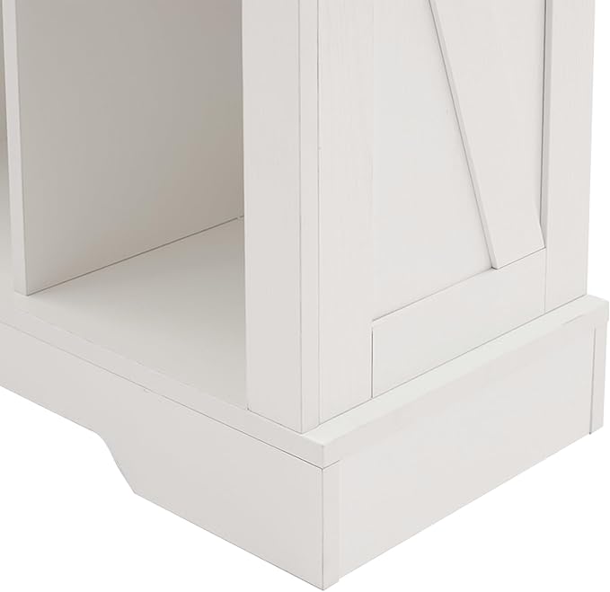 8 Cube Storage Organizer, 2 Tier Bookshelf for Living Room, Farmhouse Bookcase with Led, Kids Toy Storage Cabinet, Wall Cubby Shelves for Home Decor, Wood Display Cabinet for Bedroom, White