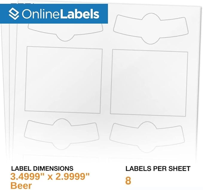 3.58 x 3.62 Waterproof Beer Bottle Labels (Inkjet Printers Only) - Pack of 400 Labels, 100 Sheets - OnlineLabels
