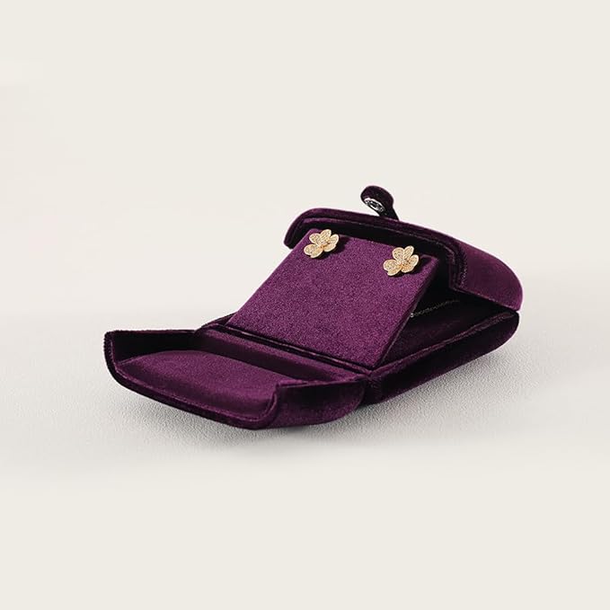 Necklace Jewelry Box，Velvet Earring Gift boxes Display，Valentine Necklaces Holder for Women，Men Earrings Storage Cases (Purple)