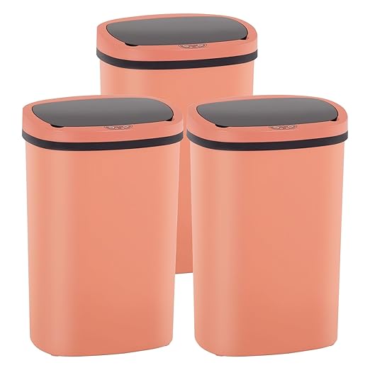 PayLessHere 13 Gallon Trash Can Kitchen Trash Can Automatic Garbage Can with Lid Touch Free High-Capacity Motion Sensor for Kitchen Bedroom Bathroom Office Wateproof Trash Bin (3, Pink)