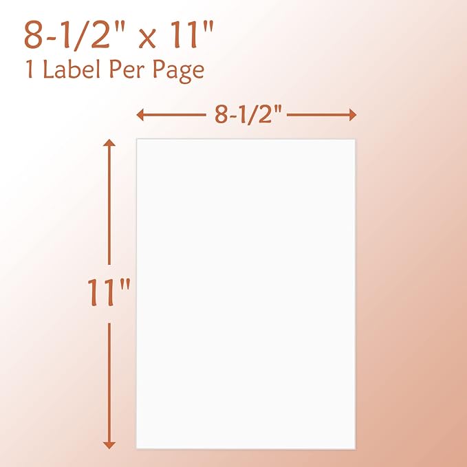 9527 Product 50 Labels 8.5x11 Labels Shipping Address Labels for Laser/Ink Jet Printer, 50 Sheets