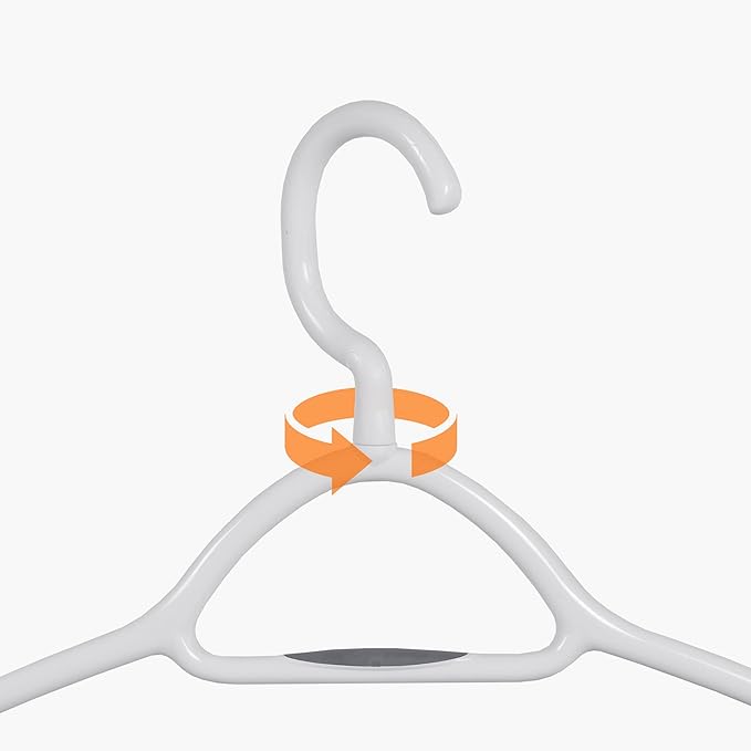 Set of 5 Deluxe Non Slip Hangers by Neatfreak! - Space Saving Hangers for Clothes, Pants, Jackets and Shirt 5 Pack,White/Grey