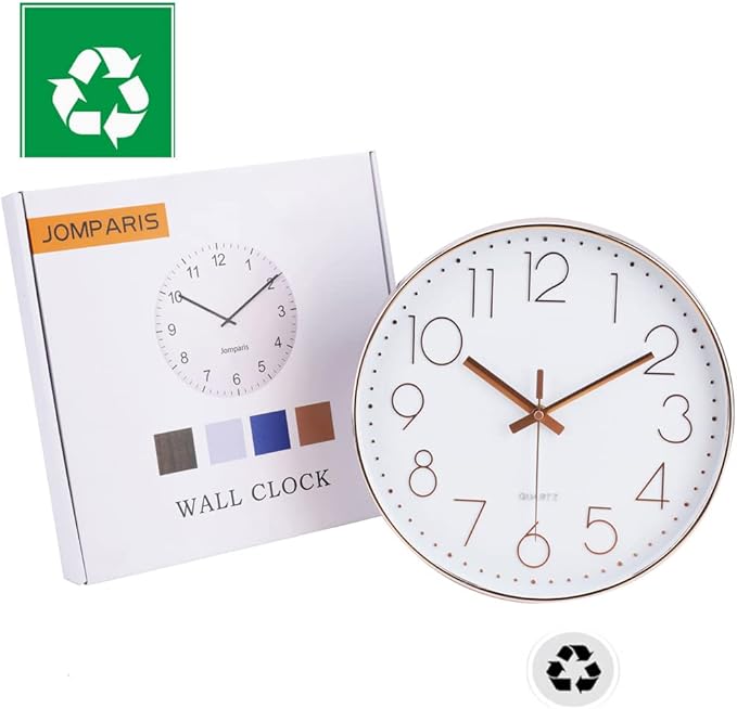 jomparis Wall Clock 12" Silent Non-Ticking Modern Style Wooden Wall Clocks Decorative for Office Home Bedroom School (Black)