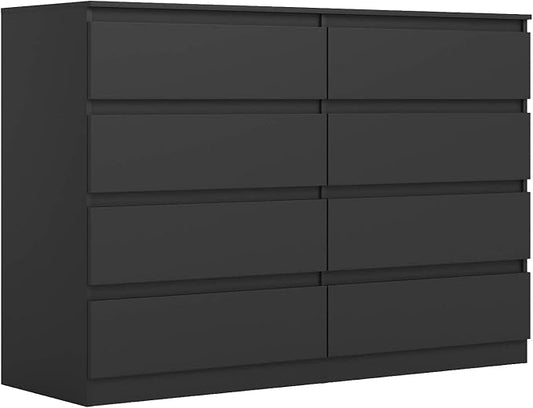 Black Dresser for Bedroom,Modern Large 8 Drawer Dresser with Deep Drawer,Wide Storage Chest of Drawer, Bedroom Storage Furniture,TV Stand for Living Room