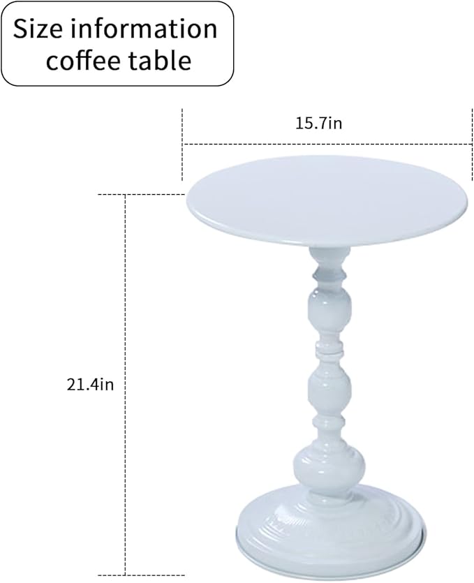 Elegant Vintage Round Side Table with Roman Columns - Sturdy Metal Design, Perfect as a Coffee, End, Tea, or Leisure Table for Living Room and Bedroom Decor, (White 1 Pack)