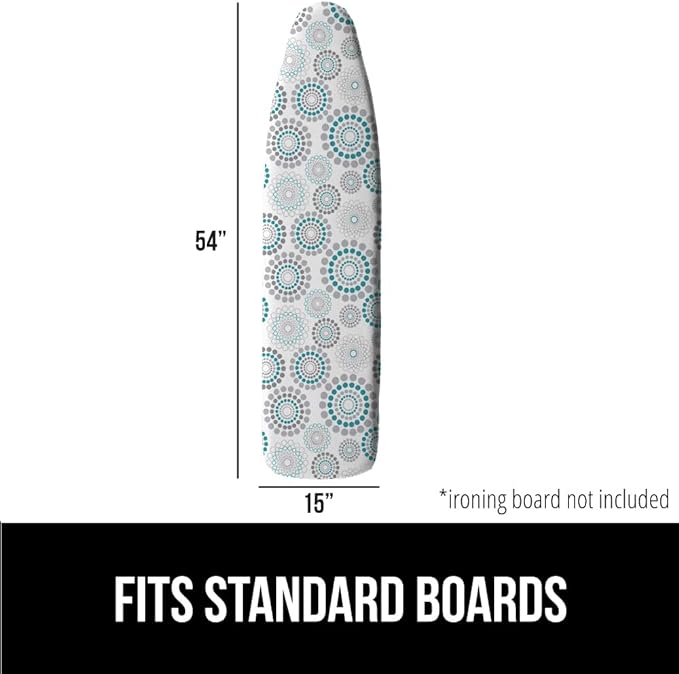 The Original GORILLA GRIP Ironing Board Cover and Pad, Silicone Coating, Thick Scorch Resistant Padding, Heavy Duty Iron Covers Standard Boards, Hook and Loop Fastener Strap, Spiral, 15x54